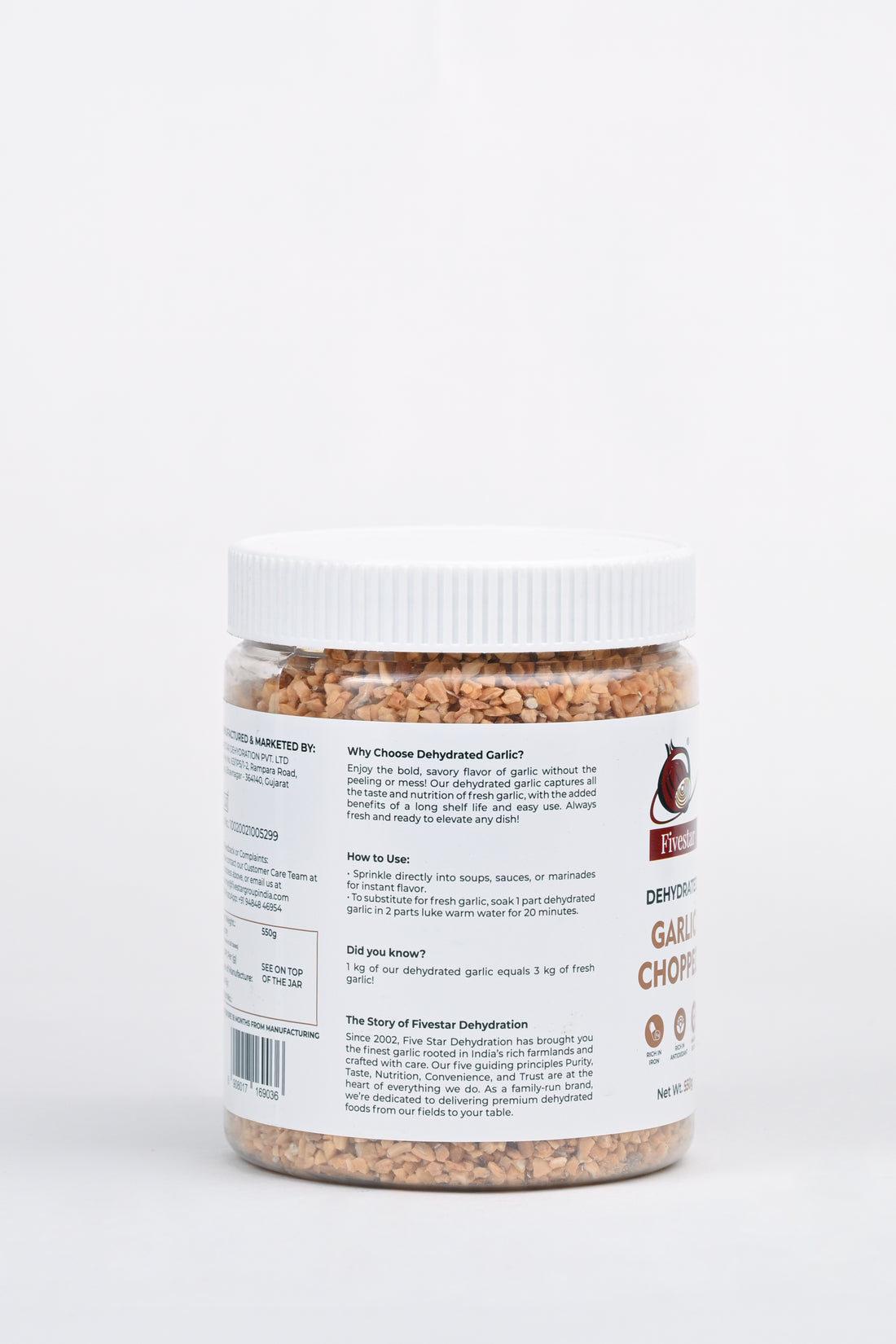Fivestar Dehydrated Garlic Chopped 550g