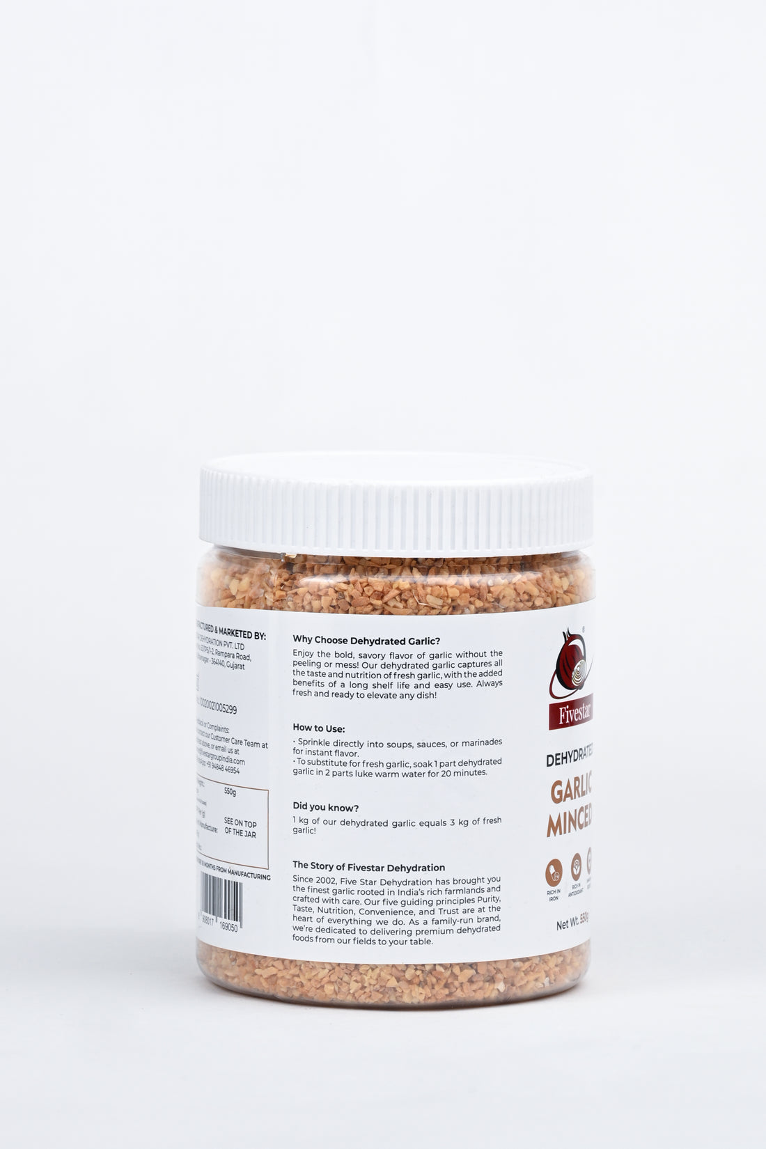 Fivestar Dehydrated Garlic Minced 550g