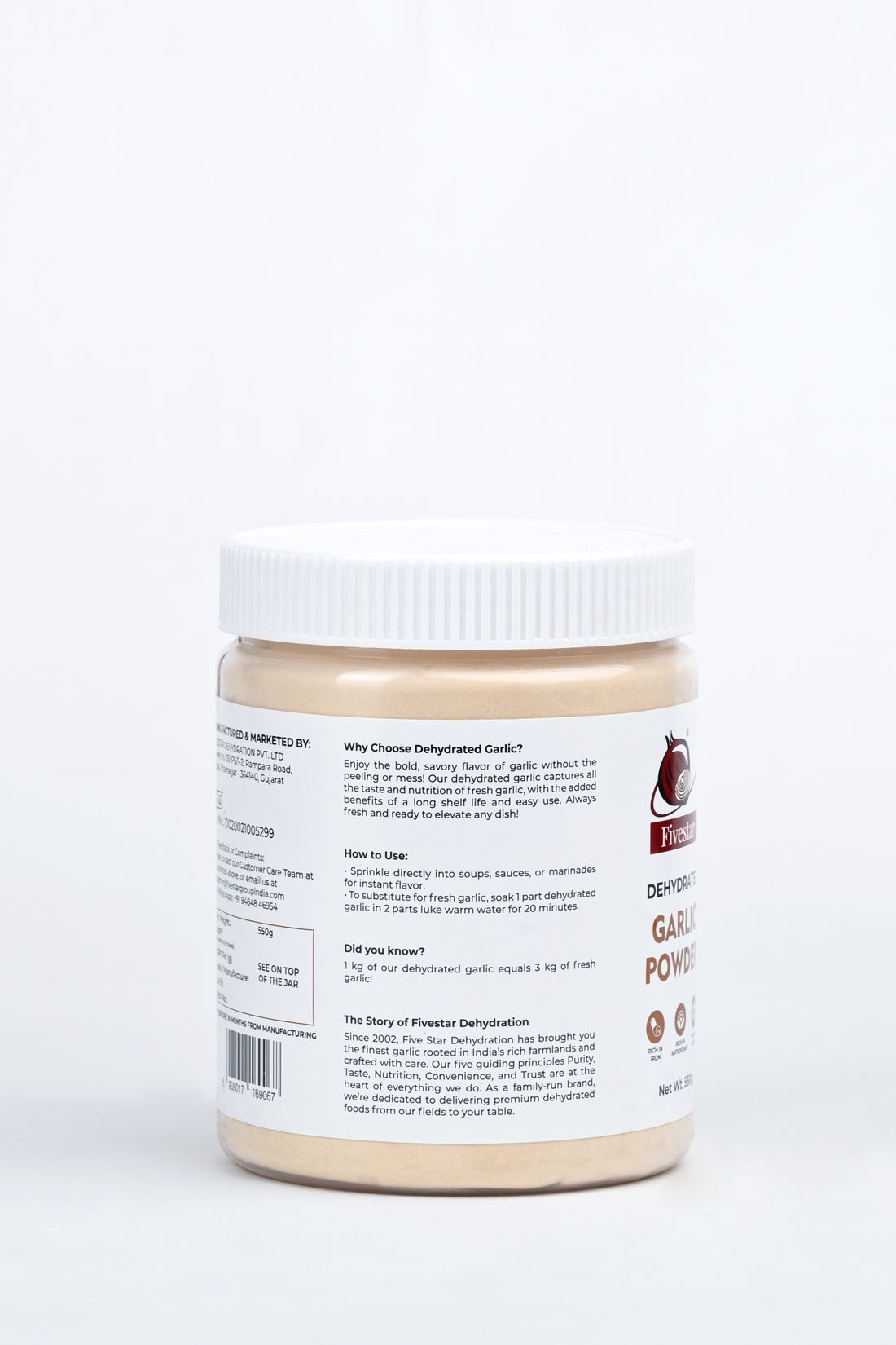 Fivestar Dehydrated Garlic Powder 550g
