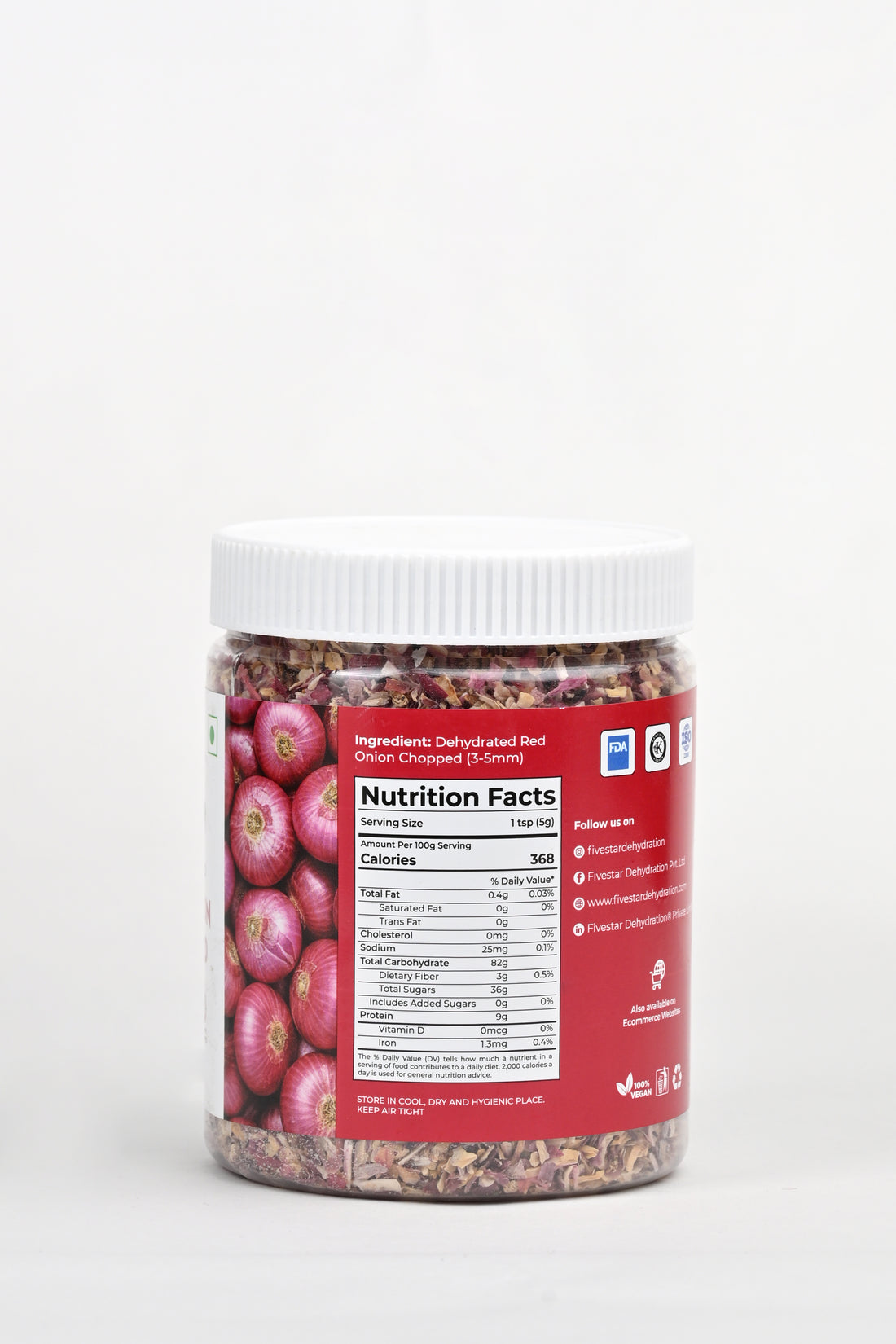 Fivestar Dehydrated Red Onion Chopped 400g