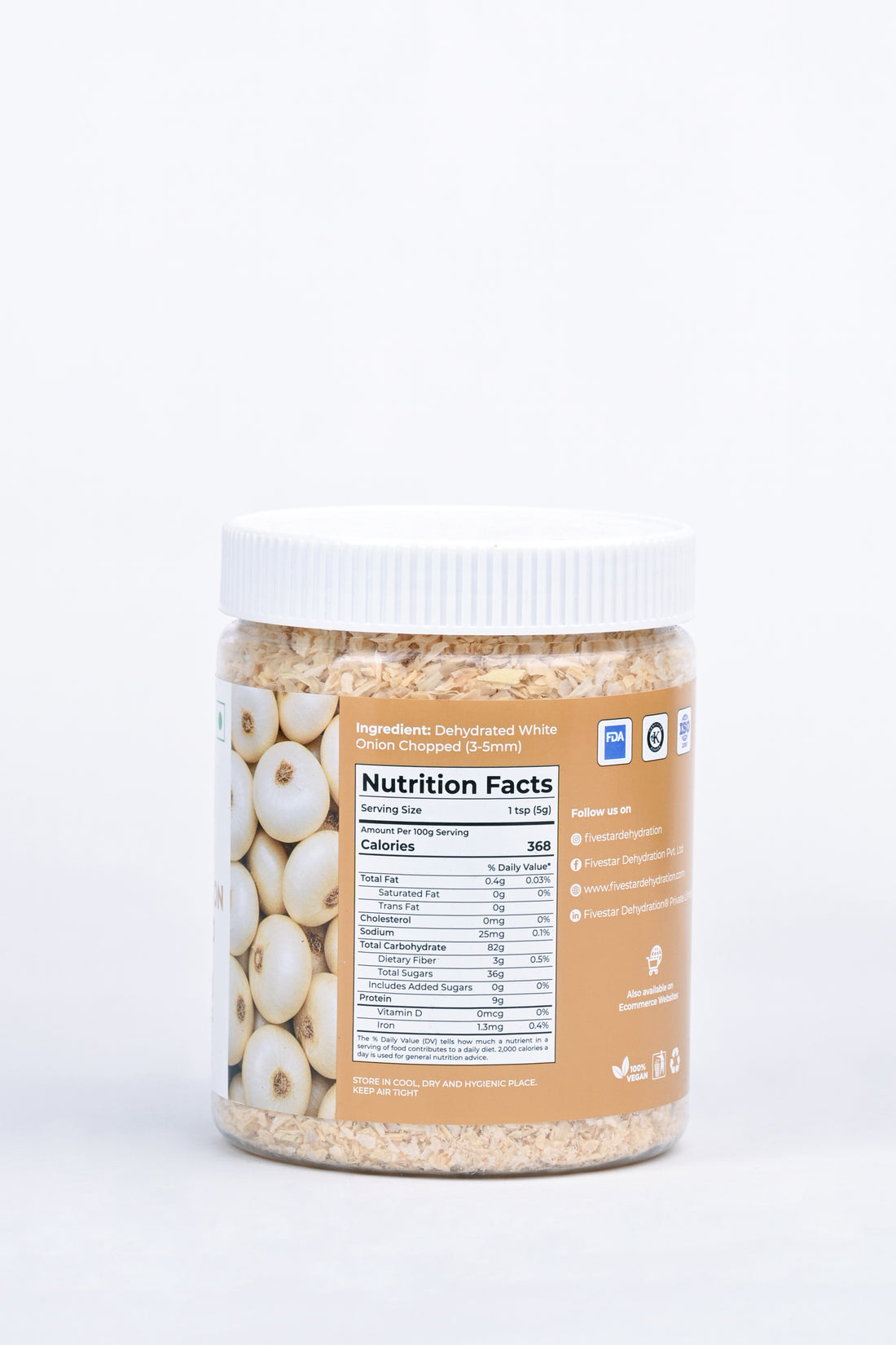 Fivestar Dehydrated White Onion Chopped 400g